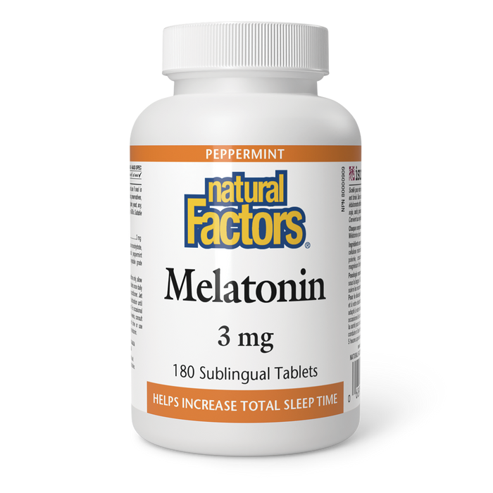 Natural Factors Melatonin  3 mg 180 Sublingual Tablets Peppermint