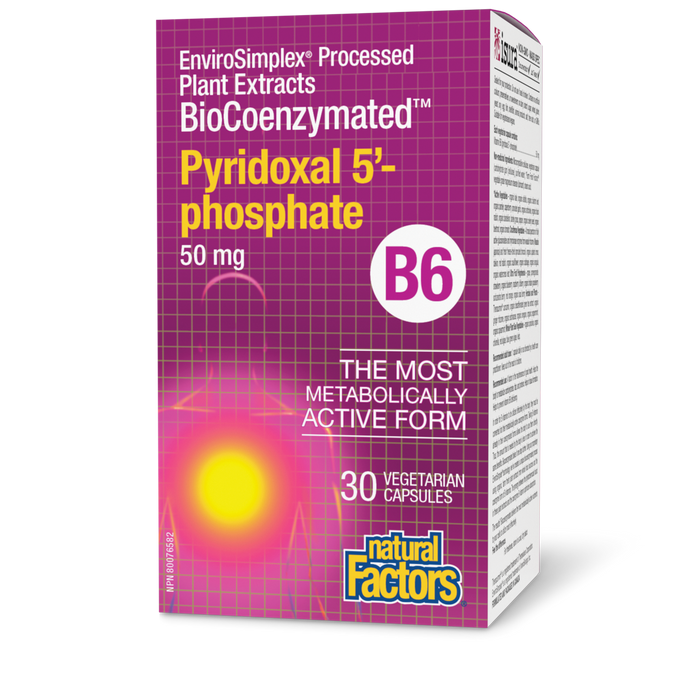 Natural Factors BioCoenzymated Pyridoxal 5’-phosphate • B6 50 mg 30 Vegetarian Capsules