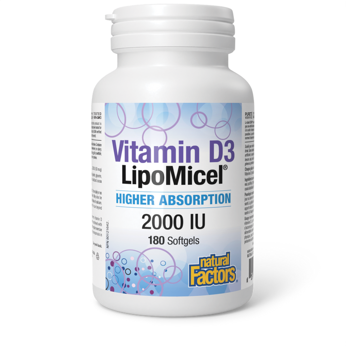 Natural Factors Vitamin D3 LipoMicel® 2000 IU 180 Softgels