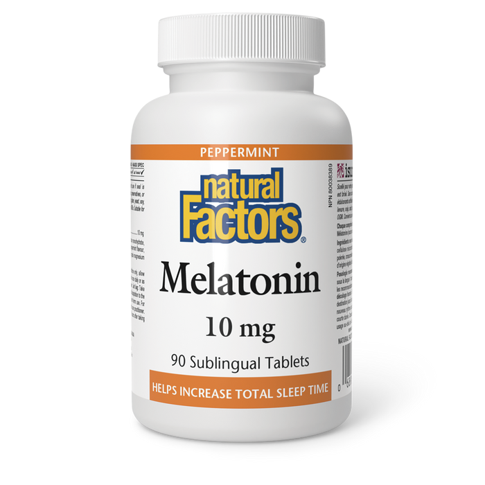 Natural Factors Melatonin 10 mg 90 Sublingual Tablets Peppermint