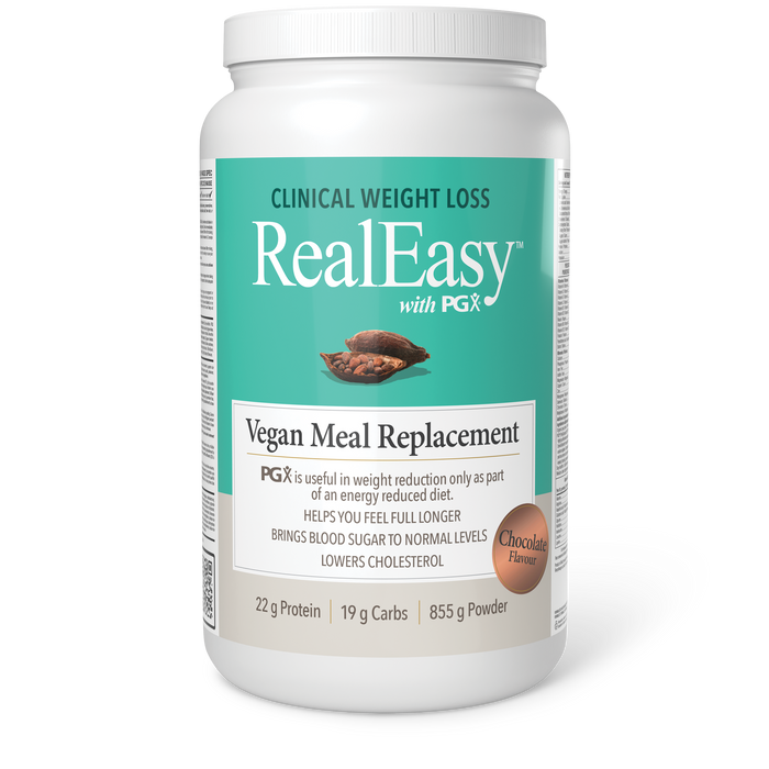 Natural Factors RealEasy™ with PGX®  Vegan Meal Replacement  855 g Powder Chocolate Flavour