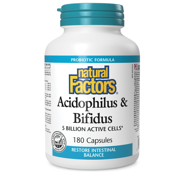 Natural Factors Acidophilus & Bifidus 5 Billion Active Cells 180 Capsules