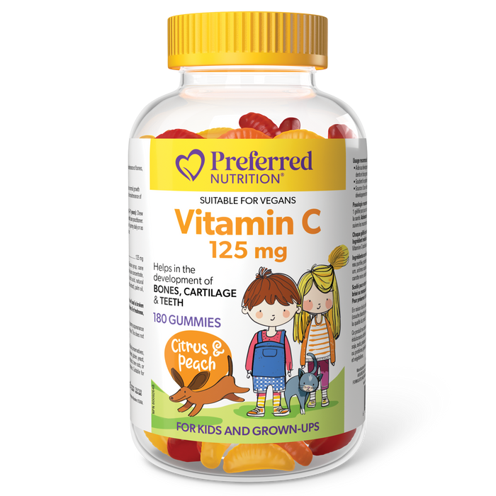 Preferred Nutrition Vitamin C 125 mg 180 Gummies Citrus and peach