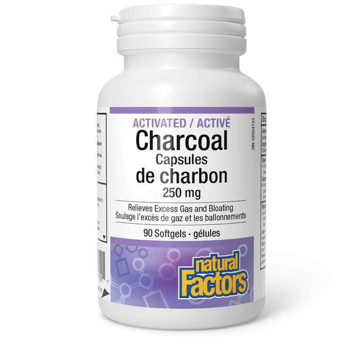 Natural Factors Activated Charcoal Capsules 250 mg 90 Softgels