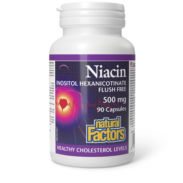 Natural Factors Niacin  Inositol Hexanicotinate Flush Free  500 mg 90 Capsules