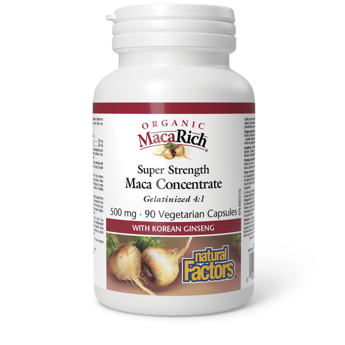 Natural Factors Organic MacaRich® Super Strength Maca Concentrate 500 mg 90 Vegetarian Capsules