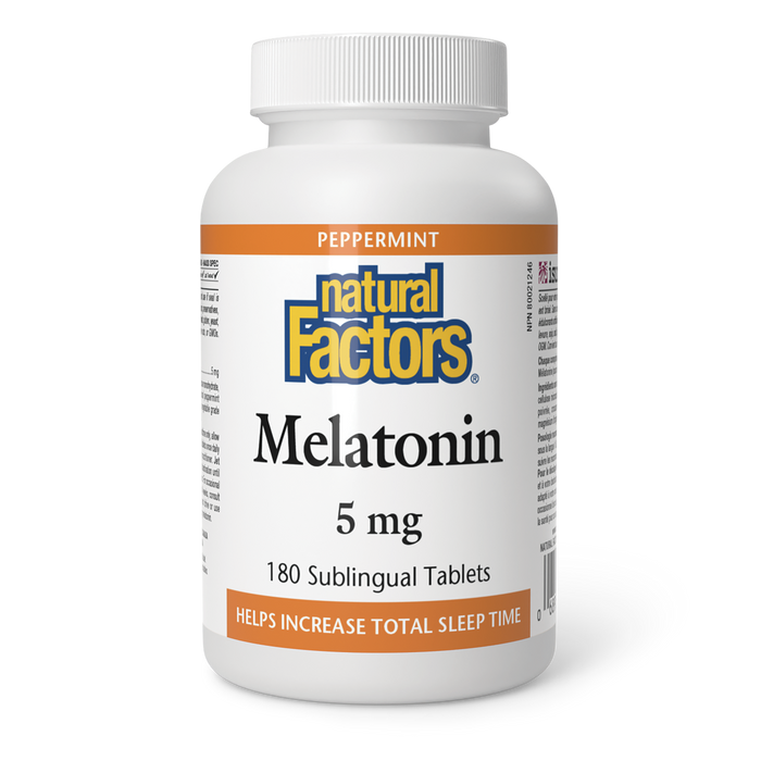 Natural Factors Melatonin 5 mg 180 Sublingual Tablets Peppermint