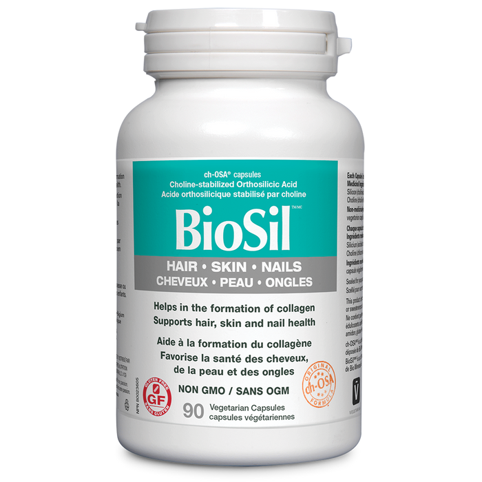 BioSil Choline-Stabilized Orthosilicic Acid Hair Skin Nails 90 Vegetarian Capsules