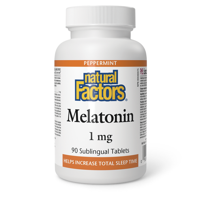 Natural Factors Melatonin 1 mg 90 Sublingual Tablets Peppermint