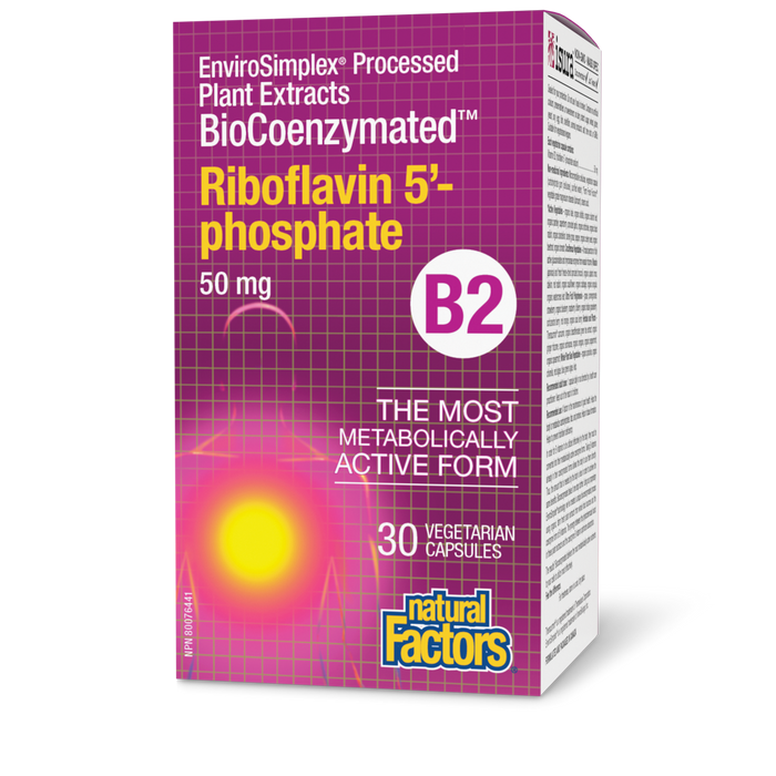 Natural Factors BioCoenzymated Riboflavin 5'-Phosphate • B2 50 mg 30 Vegetarian Capsules