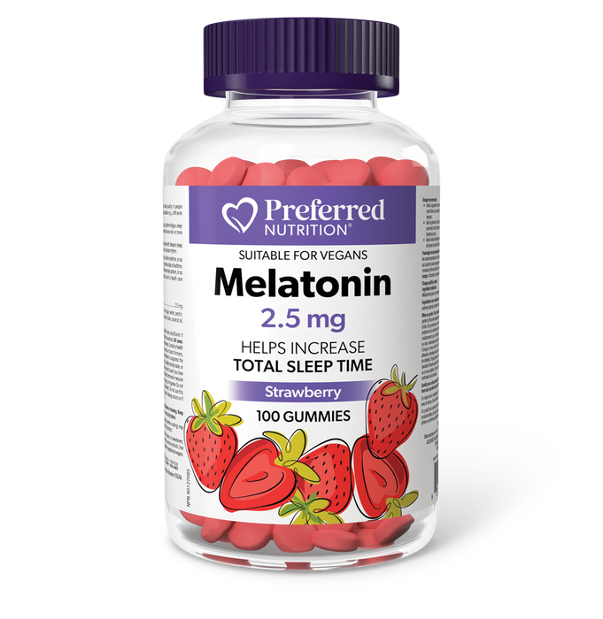 Preferred Nutrition Melatonin 2.5 mg 100 Gummies Strawberry