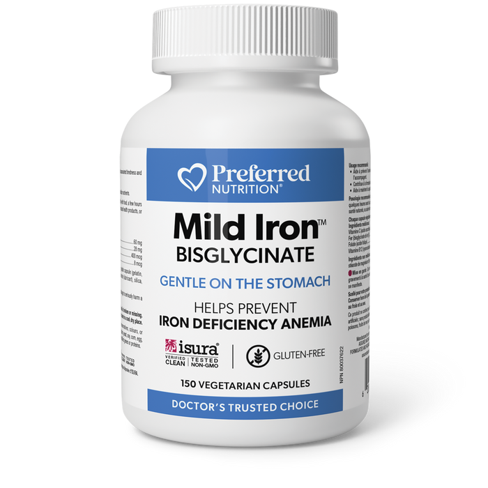 Preferred Nutrition Mild Iron Bisglycinate 150 Vegetarian Capsules