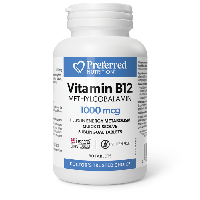 Preferred Nutrition Vitamin B12 methylcobalamin 1000 mcg 90 Sublingual Tablets