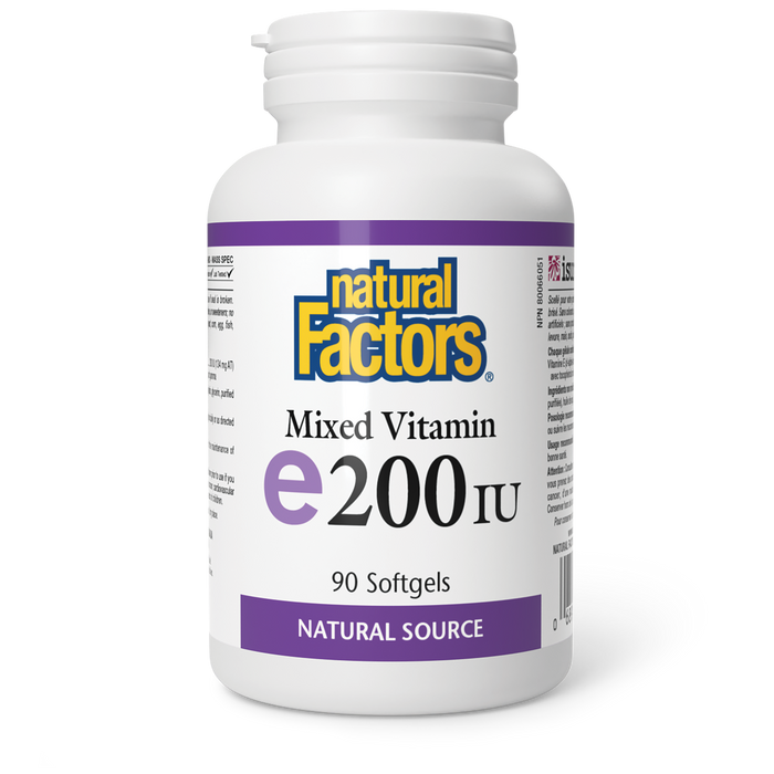 Natural Factors Mixed Vitamin E Natural Source 200 IU 90 Softgels