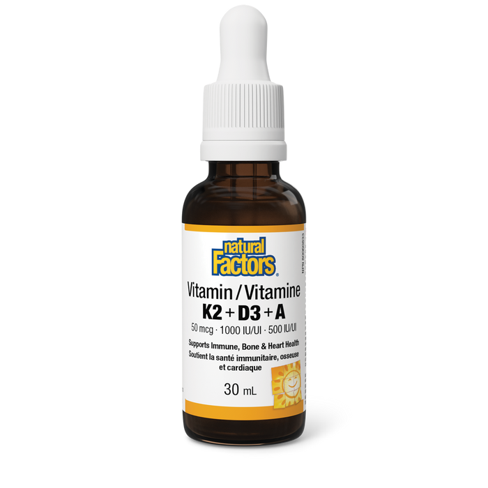 Natural Factors Vitamin K2+D3+A  50 mcg · 1000 IU · 500 IU 30 mL Liquid