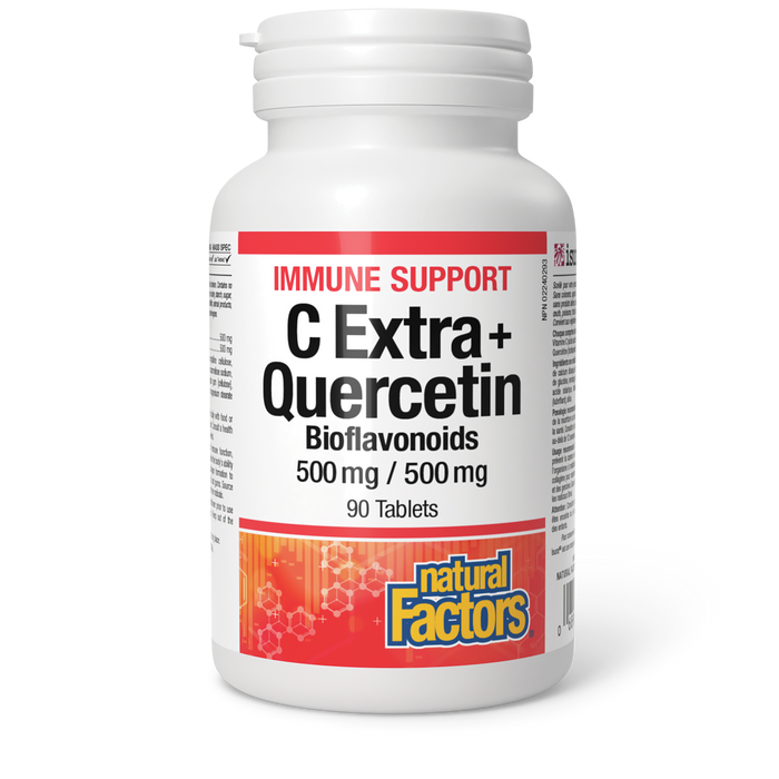 Natural Factors C Extra + Quercetin Bioflavonoids  500 mg / 500 mg  90 Tablets