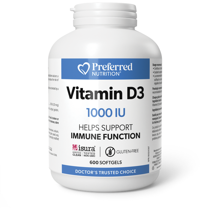 Preferred Nutrition Vitamin D3 1000 IU 600 Softgels