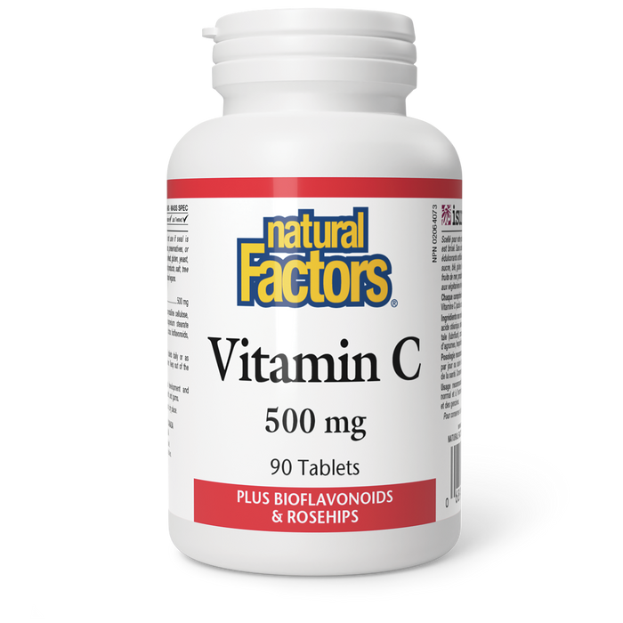 Natural Factors Vitamin C Plus Bioflavonoids & Rosehips 500 mg 90 Tablets