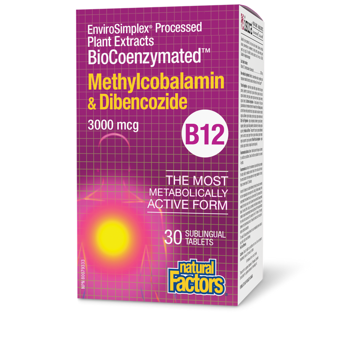 Natural Factors BioCoenzymated Methylcobalamin & Dibencozide • B12 3000 mcg 30 Sublingual Tablets