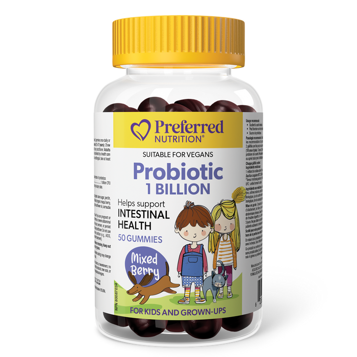 Preferred Nutrition Probiotic 1 Billion 50 Gummies Mixed Berry