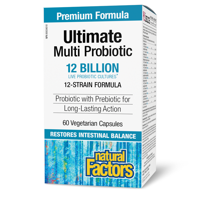 Natural Factors Ultimate Multi Probiotic  12 Billion Live Probiotic Cultures 60 Vegetarian Capsules