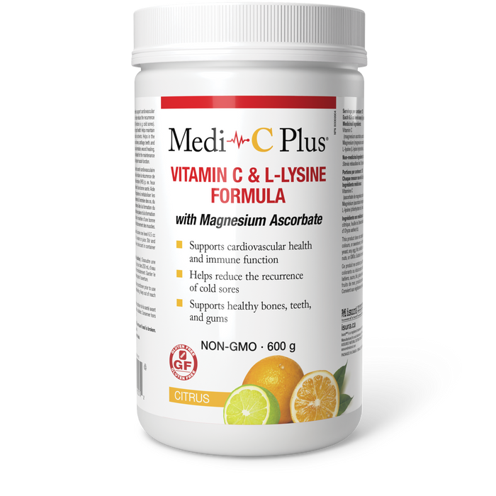 Medi-C Plus Vitamin C & L-Lysine Formula with Magnesium Ascorbate 600 g Powder Citrus