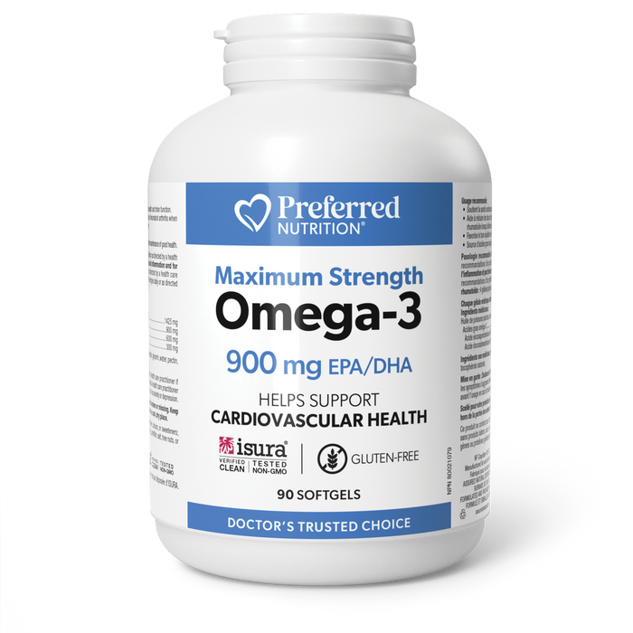 Preferred Nutrition Omega-3 Maximum Strength 900 mg 90 Softgels