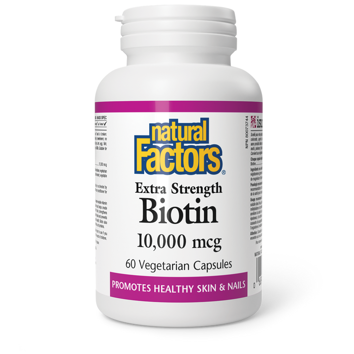 Natural Factors Biotin Extra Strength  10 000 mcg 60 Vegetarian Capsules