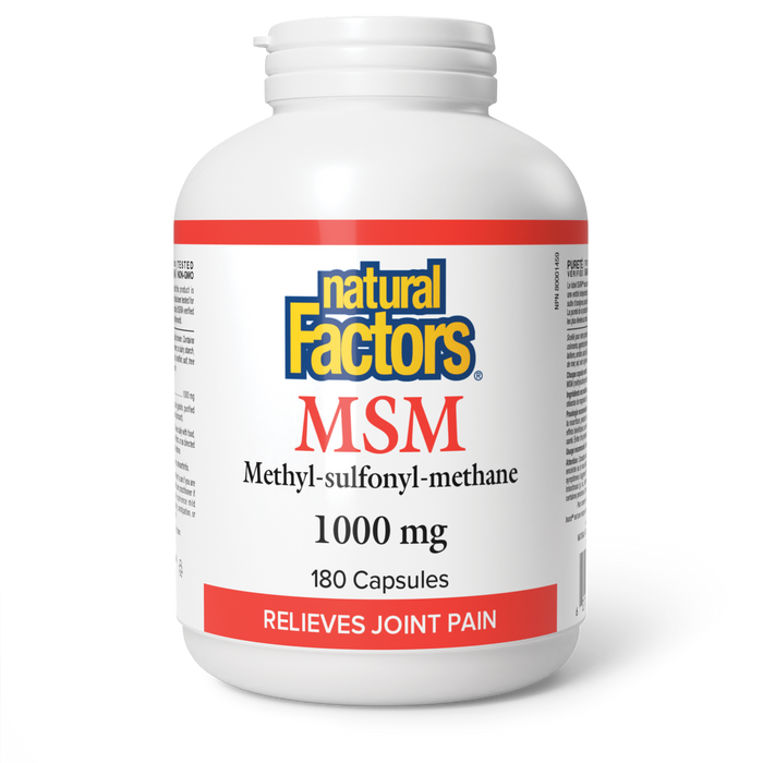 Natural Factors MSM Methyl-sulfonyl-methane 1000 mg 180 Capsules