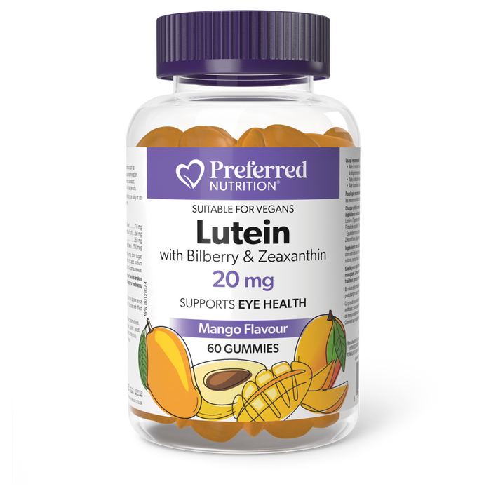 Preferred Nutrition Lutein with Bilberry & Zeaxanthin 20 mg 60 Gummies Mango