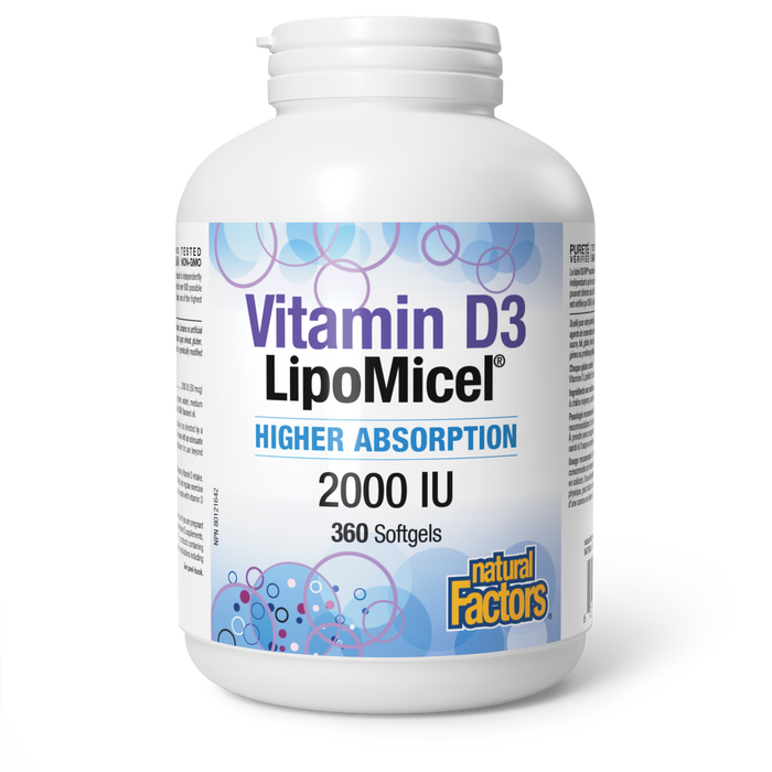 Natural Factors Vitamin D3 LipoMicel® 2000 IU 360 Softgels