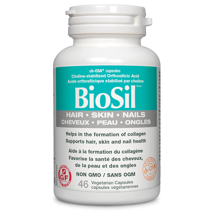 BioSil Choline-Stabilized Orthosilicic Acid Hair Skin Nails 46 Vegetarian Capsules