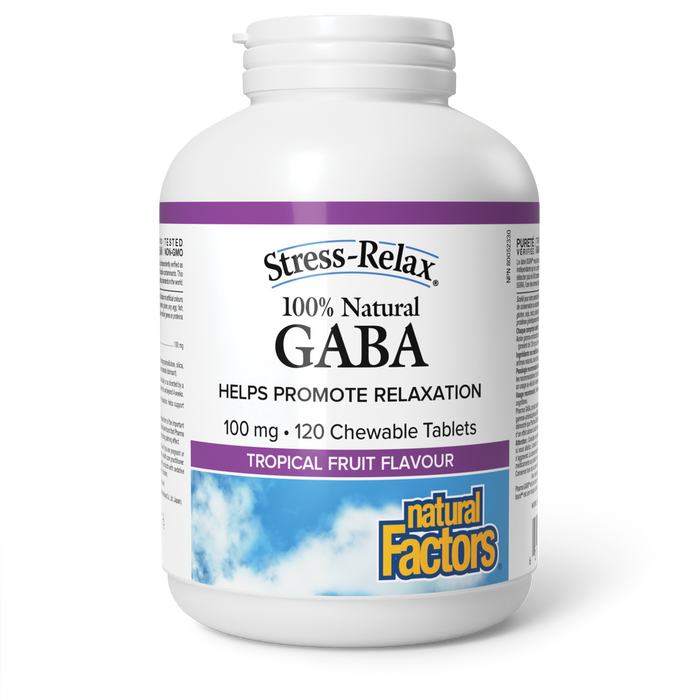 Natural Factors 100% Natural GABA 100 mg 120 Chewable Tablets Tropical Fruit Flavour