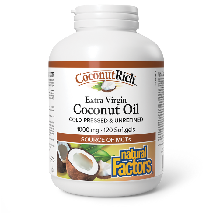 Natural Factors Extra Virgin Coconut Oil 1000 mg 120 Softgels