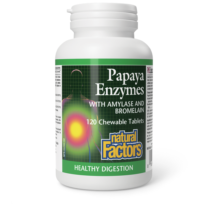 Natural Factors Papaya Enzymes with Amylase and Bromelain  120 Chewable Tablets