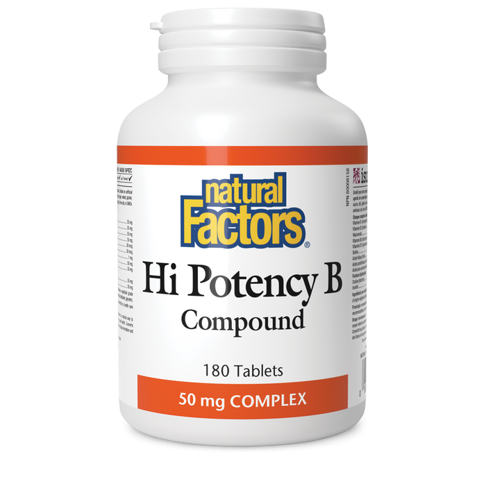 Natural Factors Hi Potency B Compound 50 mg COMPLEX 180 Tablets