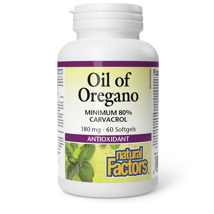 Natural Factors Oil of Oregano  180 mg 60 Softgels