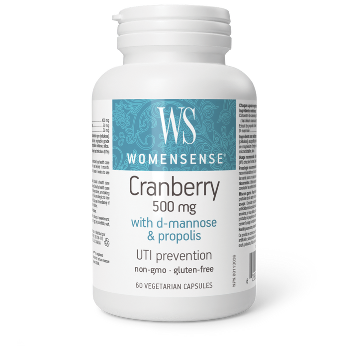 WomenSense Cranberry 500 mg with D-Mannose & Propolis 500 mg 60 Vegetarian Capsules