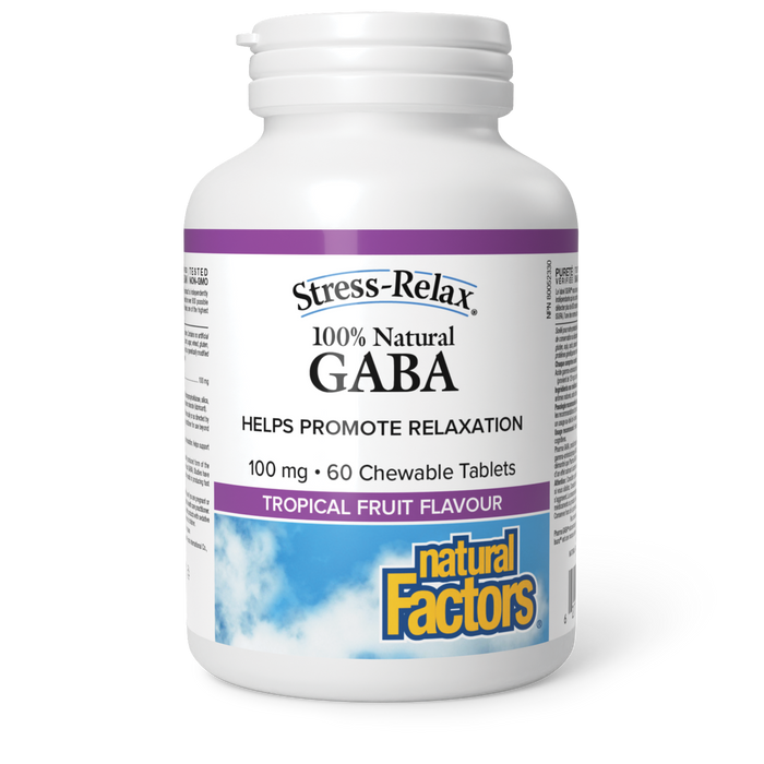 Natural Factors 100% Natural GABA 100 mg 60 Chewable Tablets Tropical Fruit Flavour