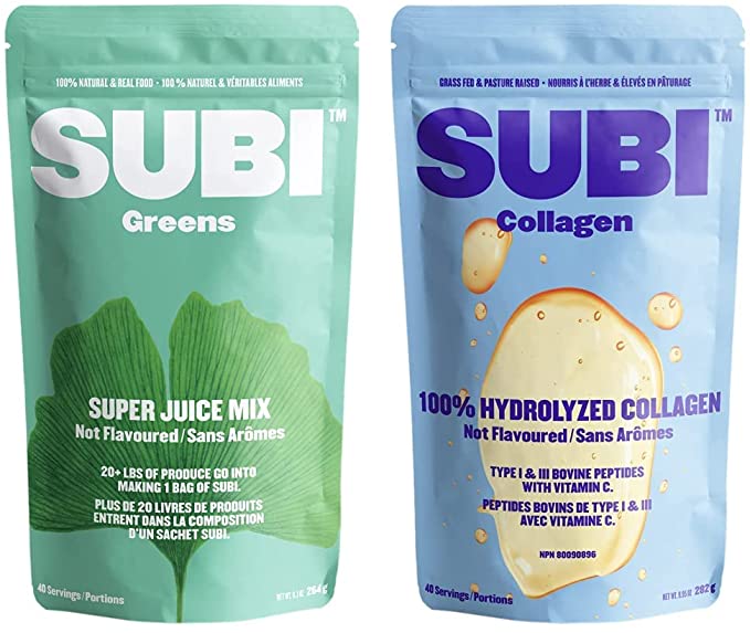 SUBI Best Green Superfood - Not Flavored & Collagen - Morning Energy Booster - 40 Day Supply